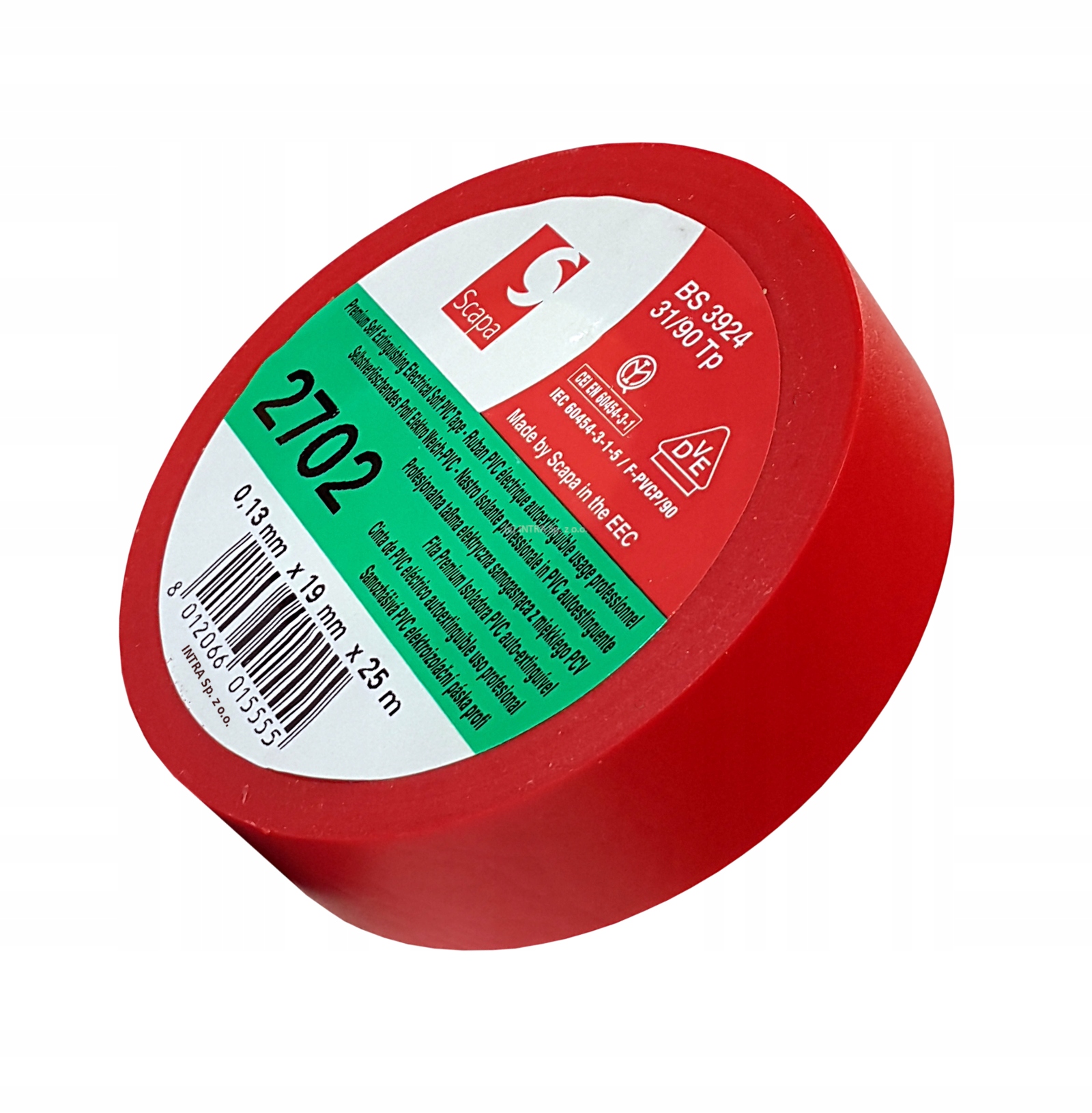 

Taśma izolacja Scapa 2702 19mm/25m Vde czerwona