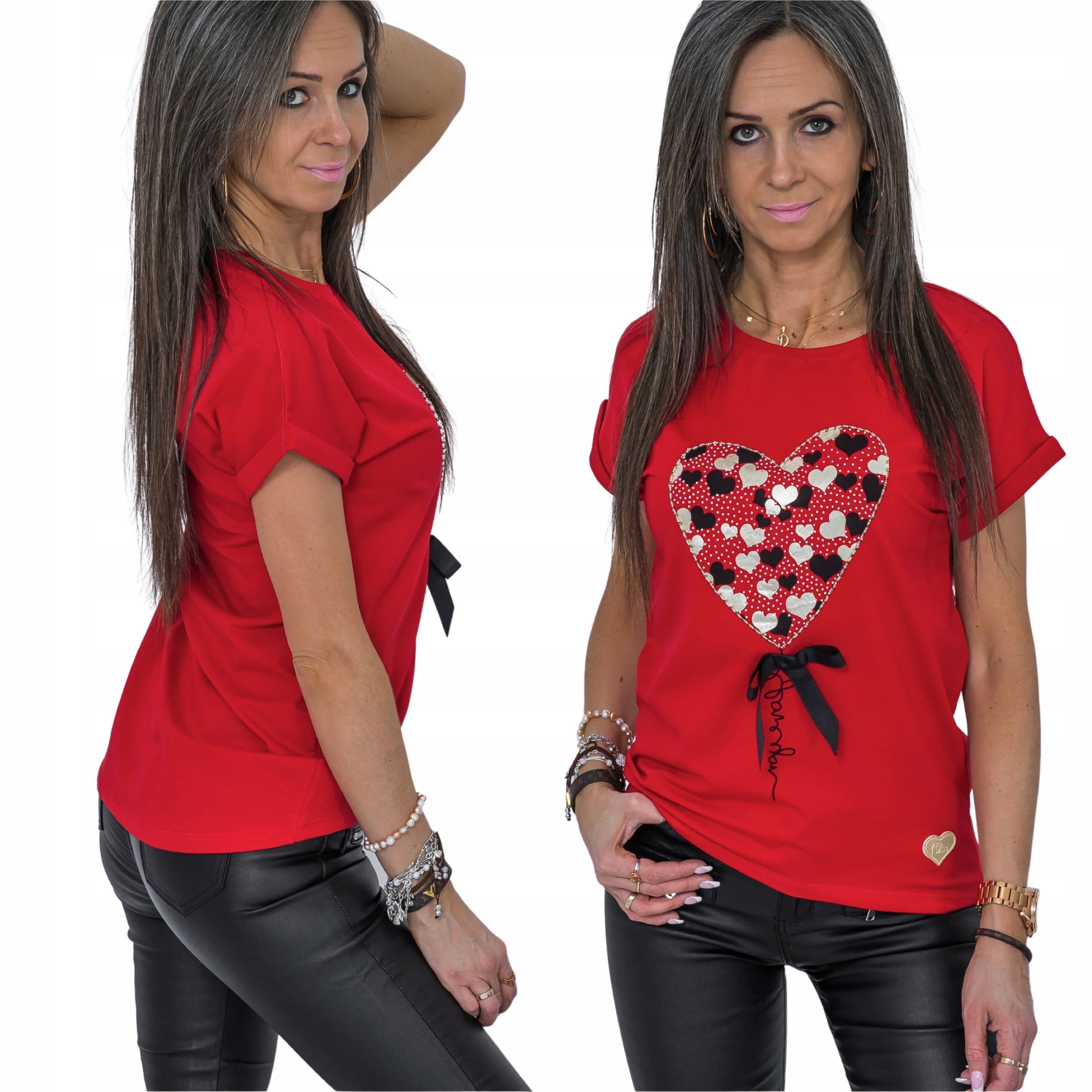 

Śliczna Wiosenna Bluzeczka Z Aplikacją Heart! WZ.1