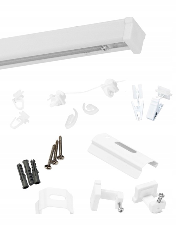 Karnisz sufitowy pojedynczy SZYNA SUFITOWA ALUMINIOWA karnisze na wymiar Kolor biały