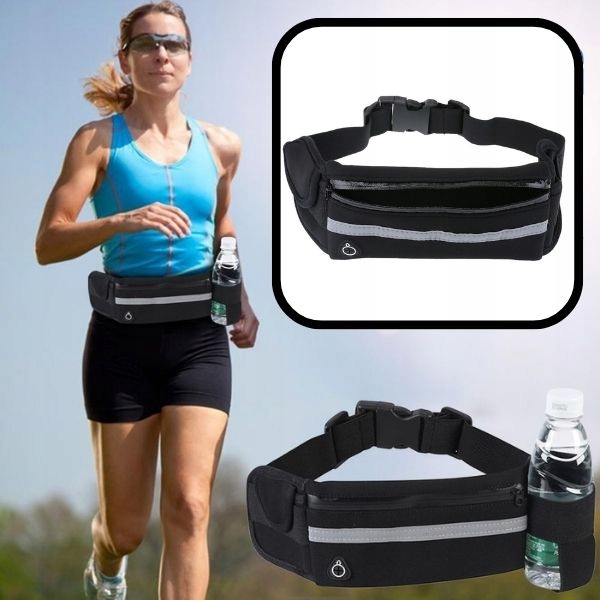 PAS DO BIEGANIA SASZETKA NERKA NA BIDON TELEFON KLUCZE SPORTOWA REGULOWANA Wysokość 10 cm