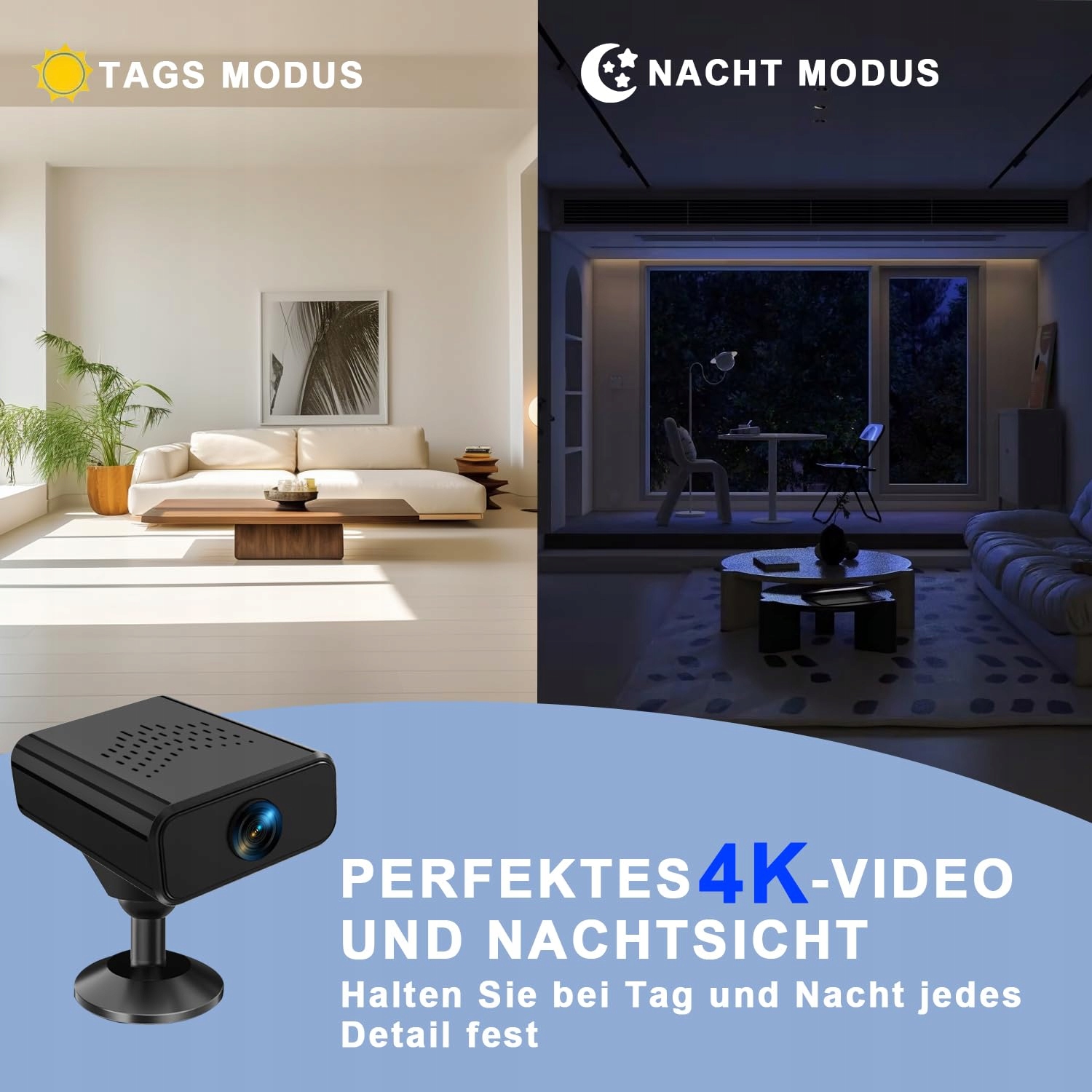 FJJVFF Mini Kamera 4K HD WiFi Kamera z Nocnym Widzeniem i Detekcją Ruchu — miniatura 3