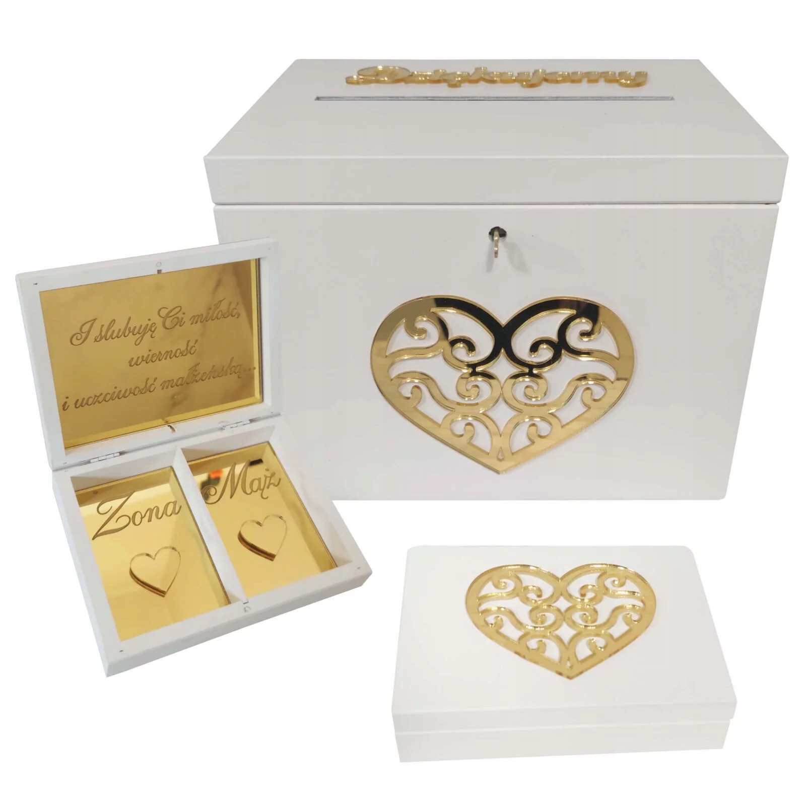 ZESTAW PUDEŁKO NA KOPERTY + PUDEŁKO NA OBRĄCZKI