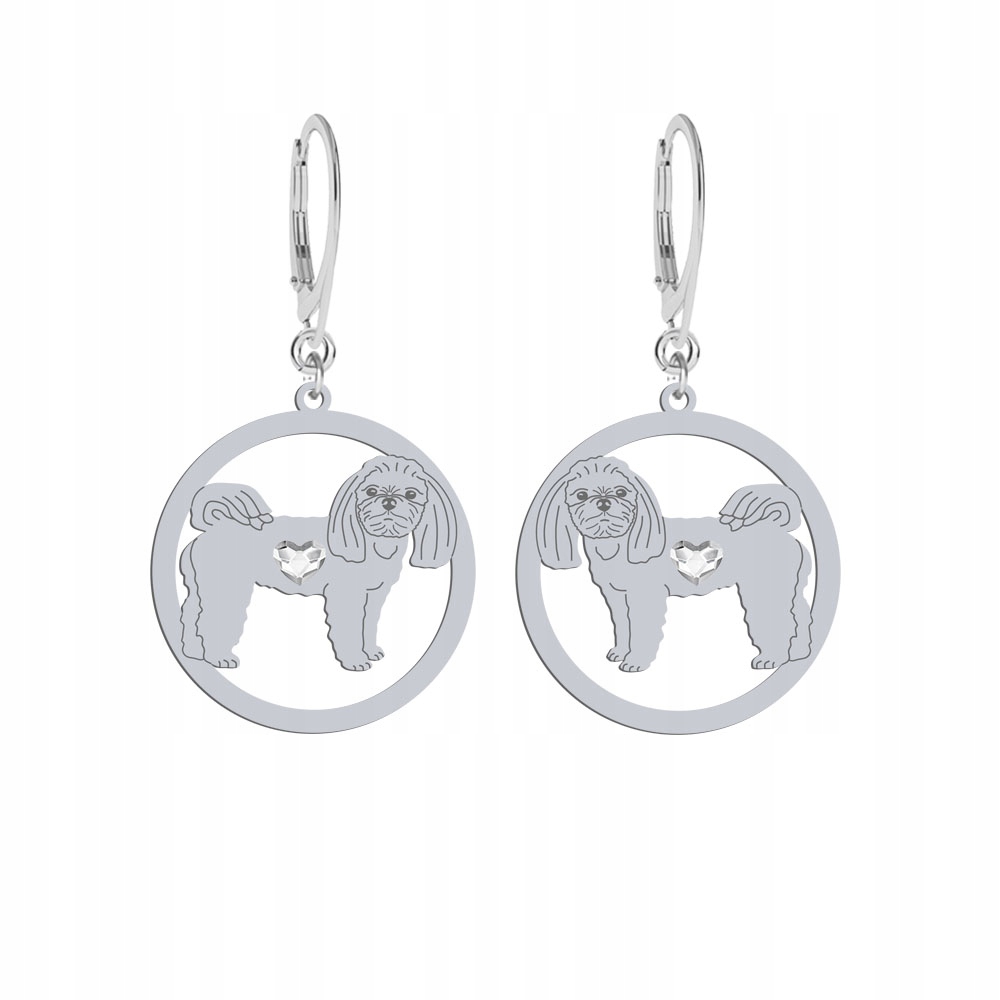 Stříbrné Náušnice se psem Maltézský 925 Šperky Žena Dárek Gravírování