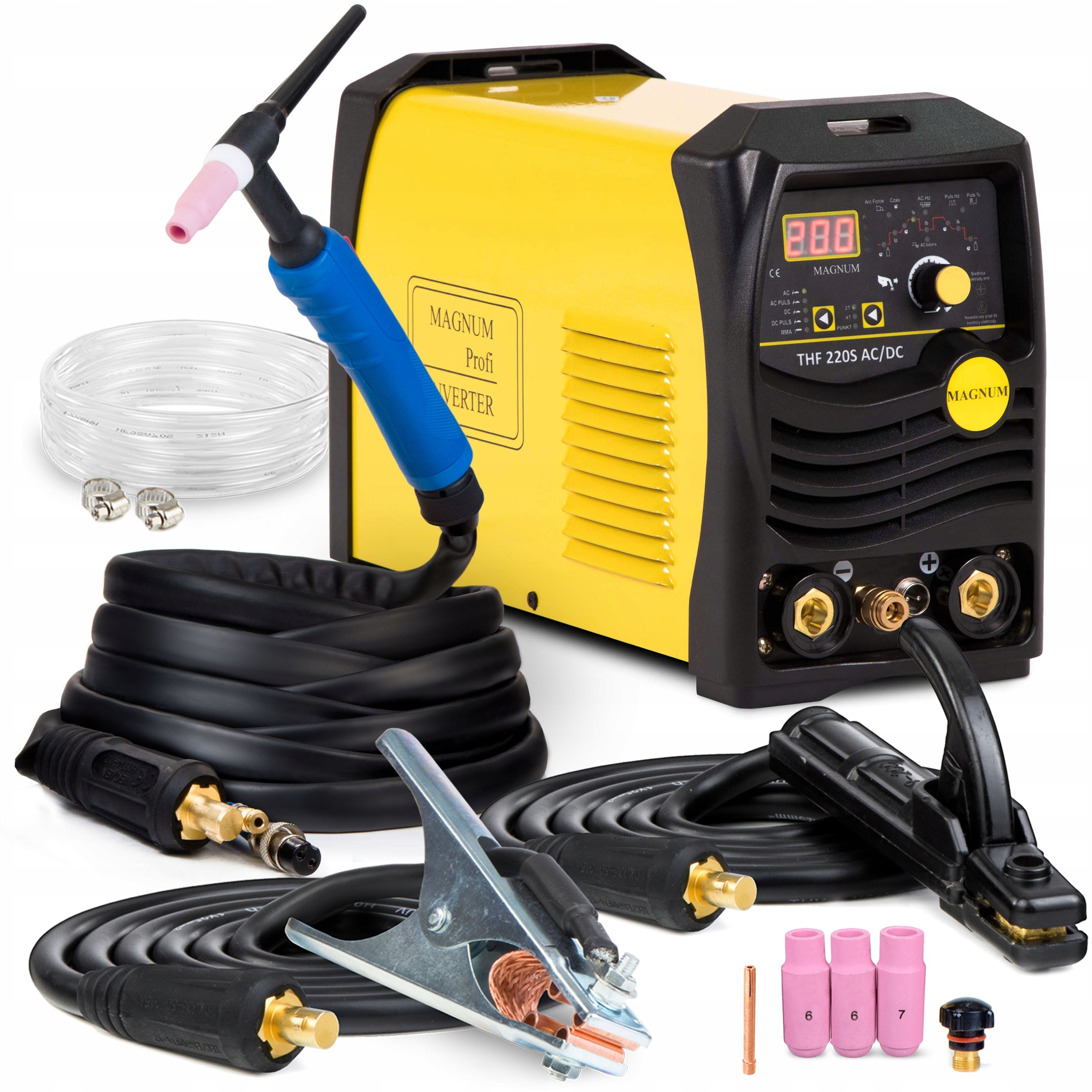 Spawarka TIG AC/DC do aluminium Magnum THF 220S Puls Zestaw 200A 230V Butla
