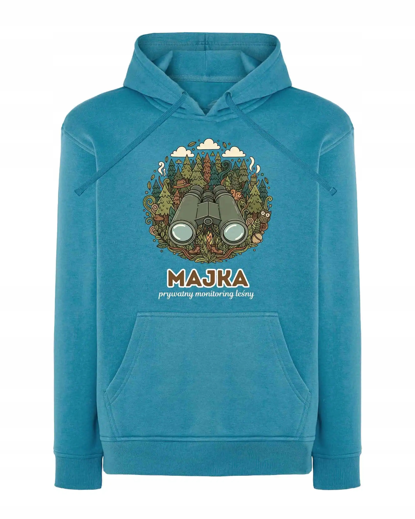 Mikina s kapucí Lesnická, personalizovaná, ilustrační, modrá M