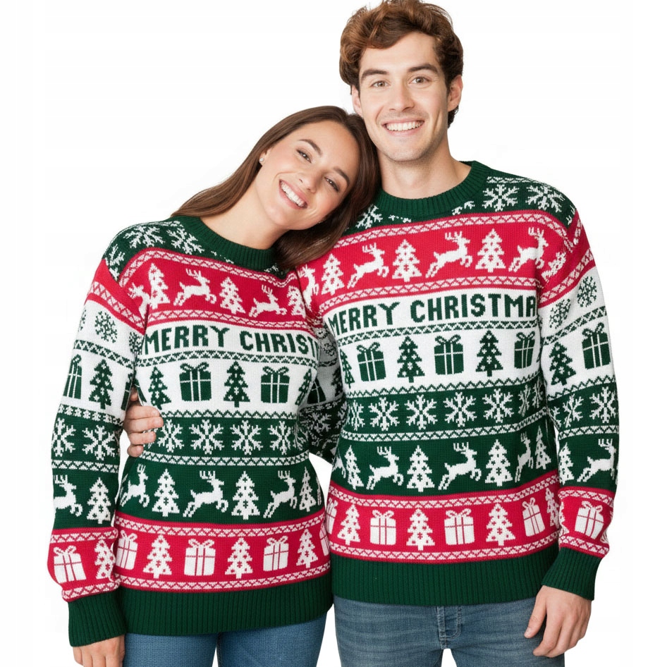 zelené vánoční svetry norské barevné páry vánoční svetr sada