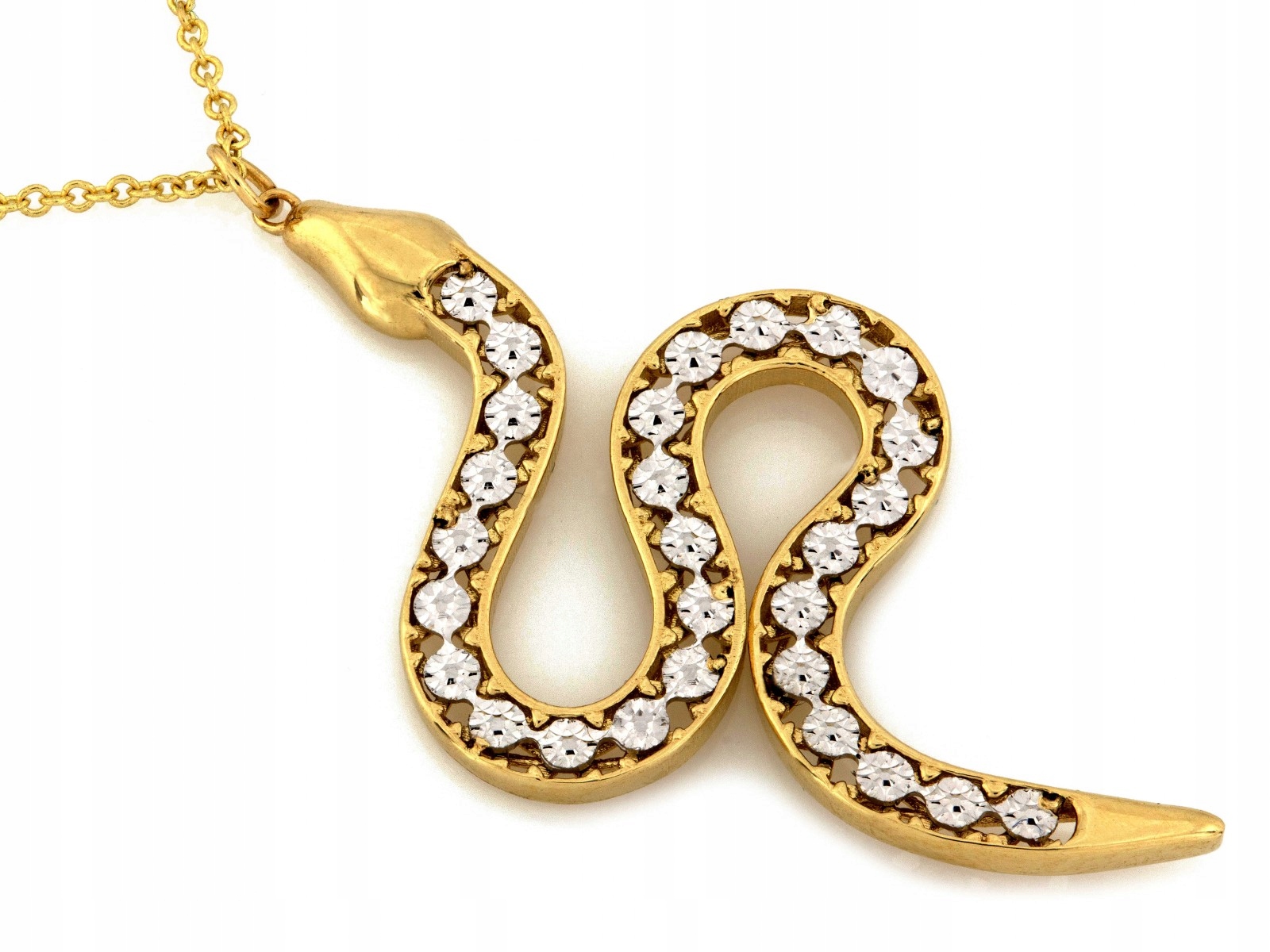 Zlatý náhrdelník s přívěskem had s zirkony 585 14k 3.51g 45 cm