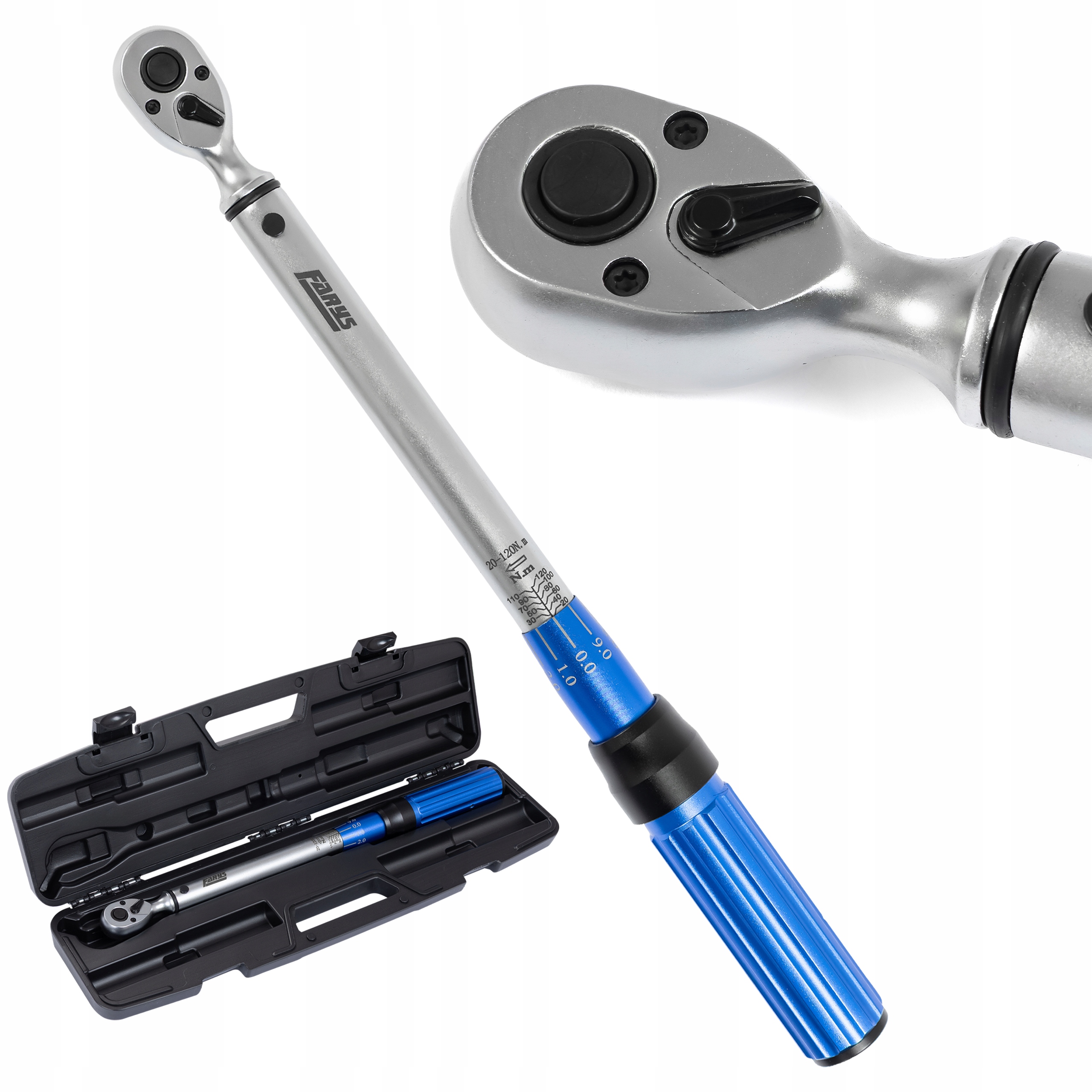 Dynamometrický klíč 3/8" 20–120 Nm 435 mm Přesný pro dílnu Farys