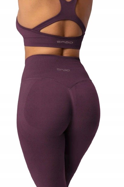 Spaio Damskie legginsy sportowe Fitness Push-up Pro śliwkowe Xs
