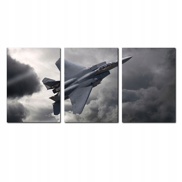 Obraz tryskáč letadlo nebe triptych stěna prémiová lehká 40x90 cm