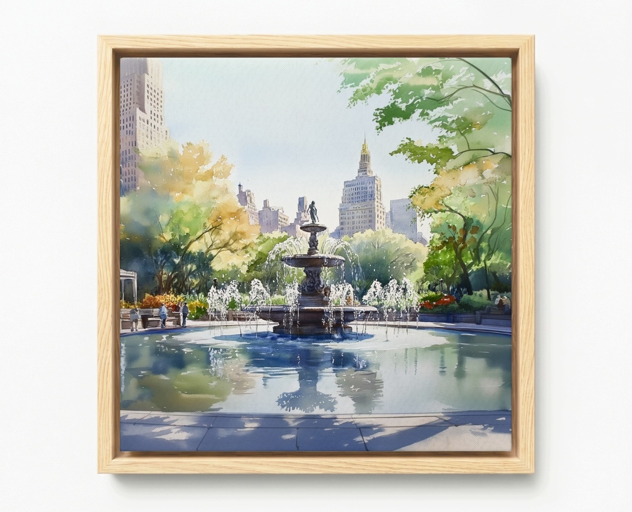Obraz Rama American Box Město Nyc New York Central Park Fontána 80x80