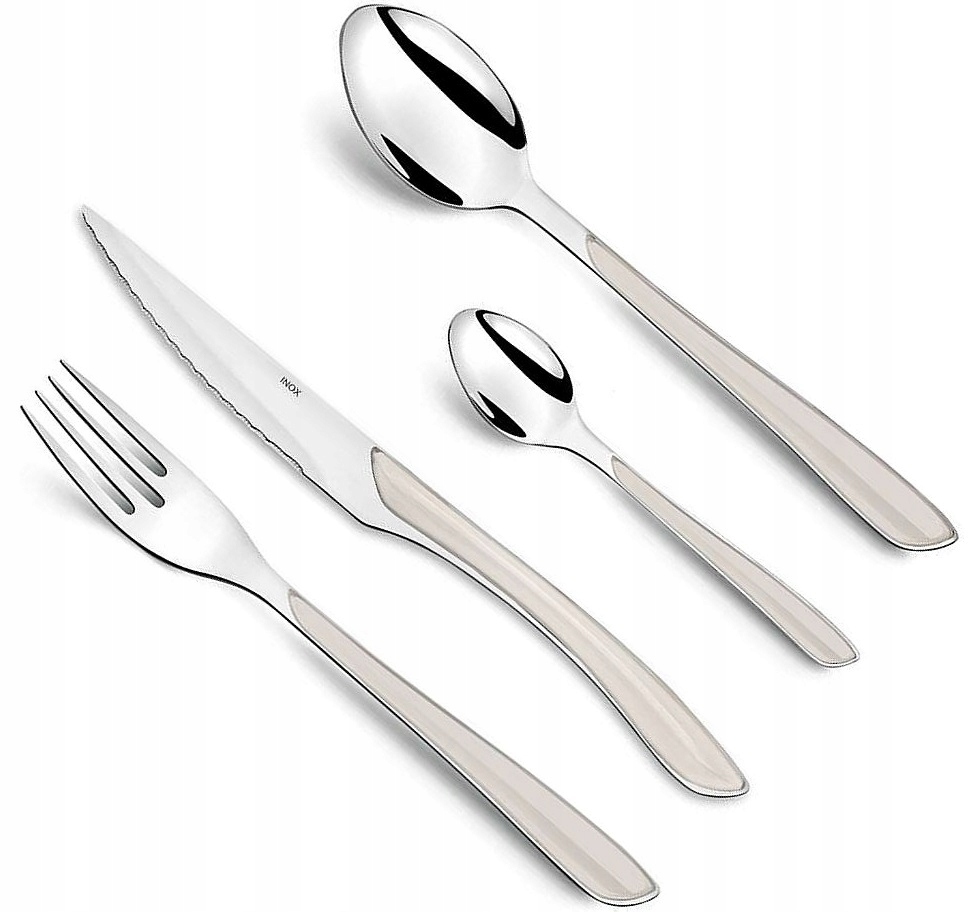 AMEFA MODERN KOLOROWE SZTUĆCE OBIADOWE ECLAT 2214 BIAŁE 48 ZESTAW 12 OSÓB