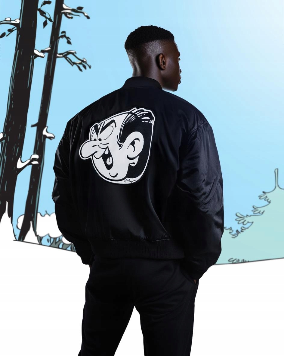 Bunda Bomber Pánská Černá Přechodová Zámky Modna Šmoulové Gargamel XL
