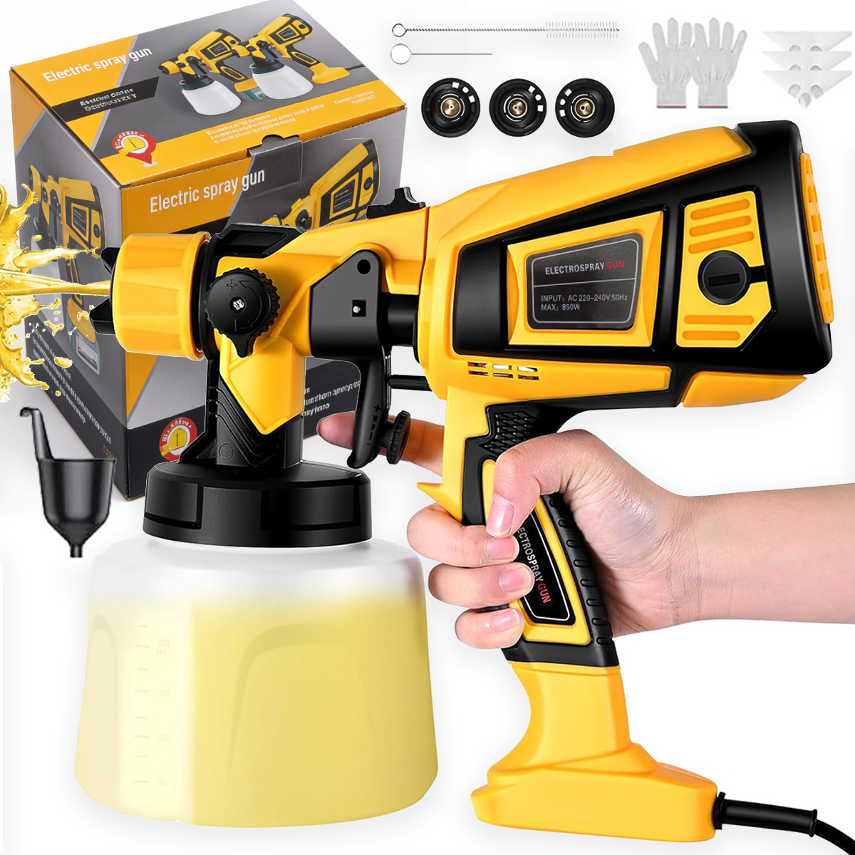 Vysokotlaký Malířský Agregát 1400 ML 4 Nastavitelné Trysky 850 W Pro Domácnost