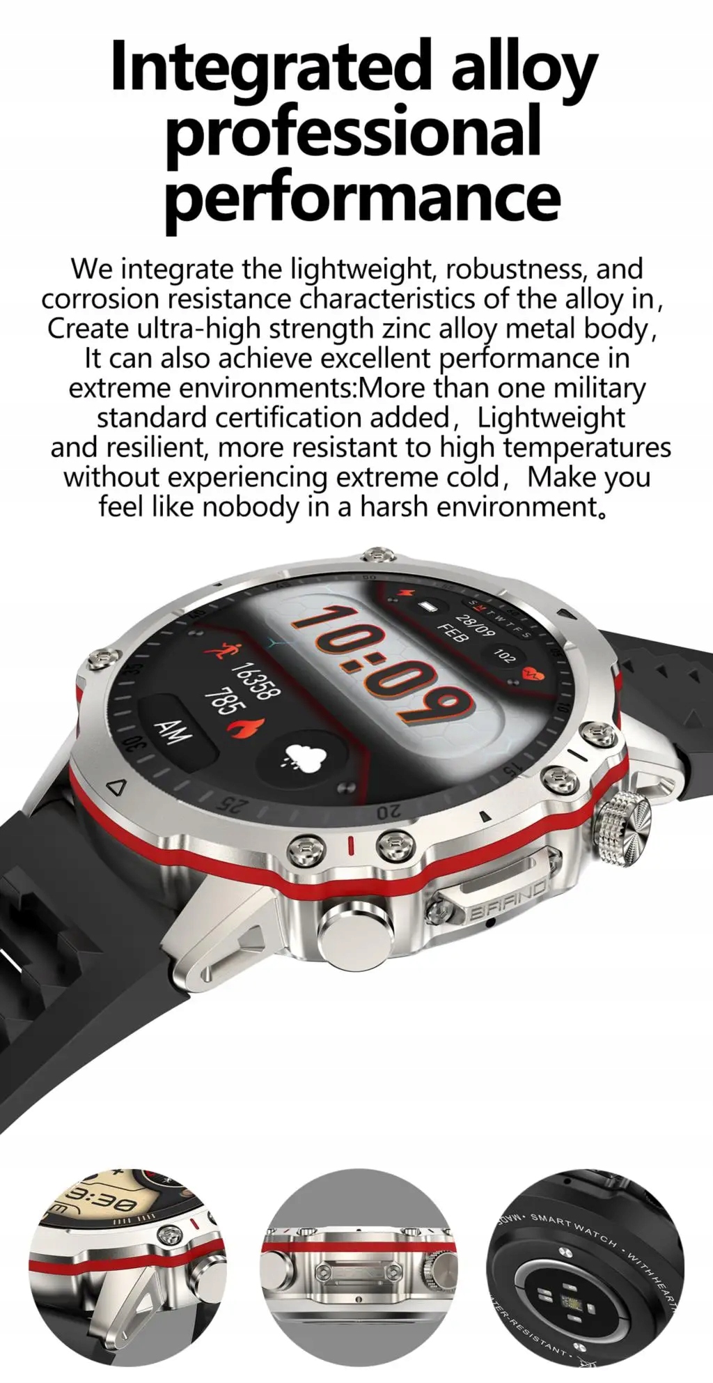 Inteligentny zegarek BT Call Music Player AI Voice Monitoring zdrowia Fitness Tracker Kolor dominujący srebrny