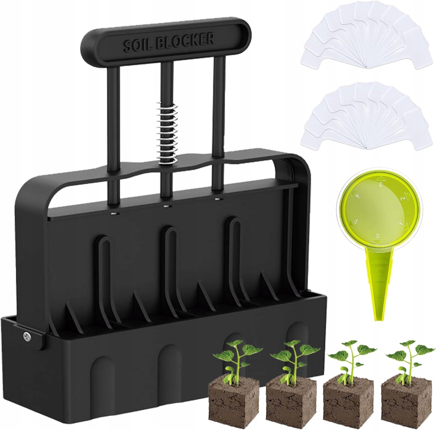 Ruční blokátor půdy 5 x 5 cm s dávkovačem semen a štítky