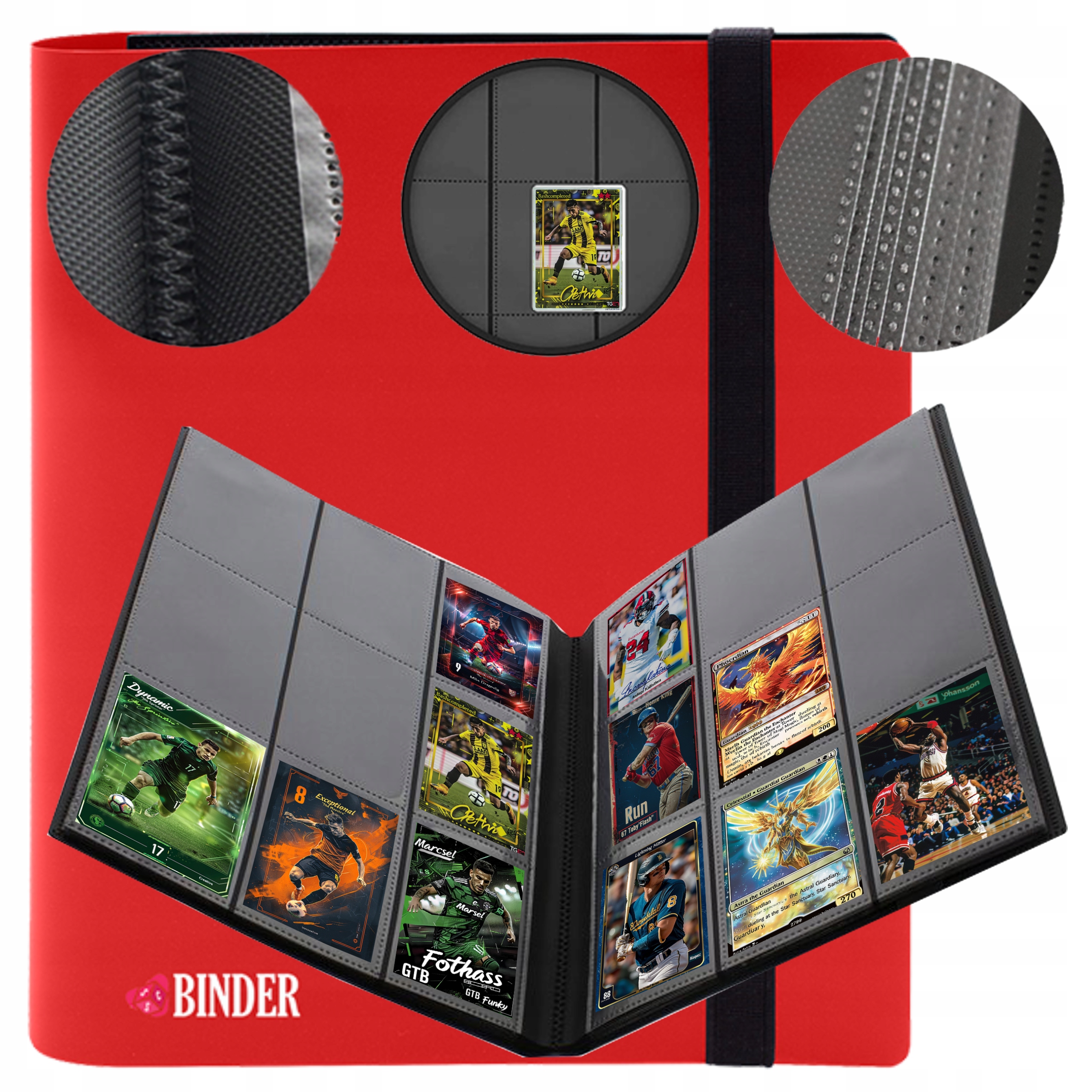 Album na Karty Piłkarskie Czerwony Na 360 Kart Klaser Pokemon Mtg Nba Tcg