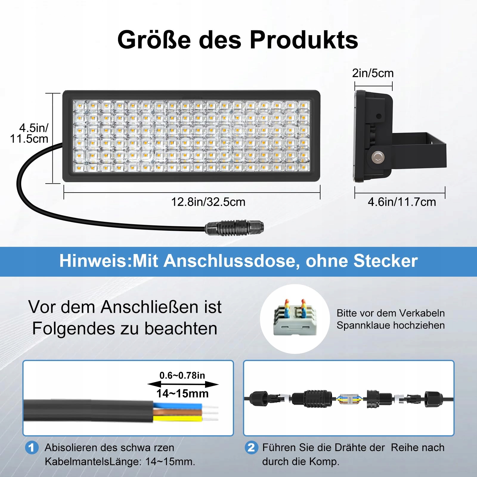 Naświetlacz LED 100W 14000lm 3000K IP67 Ciepły Do Ogrodu Garażu HOPEDAMAI — miniatura 7