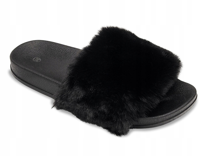 

Stylowe klapeczki damskie z Futerkiem Czarne 39