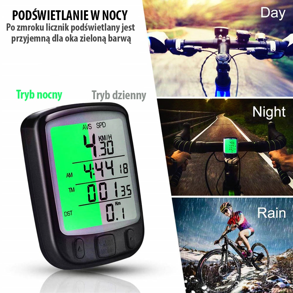LICZNIK ROWEROWY WODOODPORNY PRĘDKOŚCIOMIERZ LCD Model Stoper rowerowy
