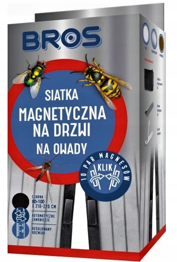 SIATKA MAGNETYCZNA NA DRZWI 80-100 X 210-220 CM MOCNA 10par magnesów CZARNA