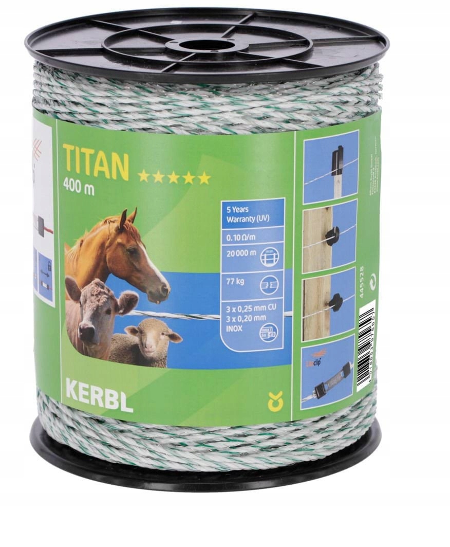 Pletená Plotová Linka Titan 400 m x 2,2 mm Bílo-zelená Kerbl