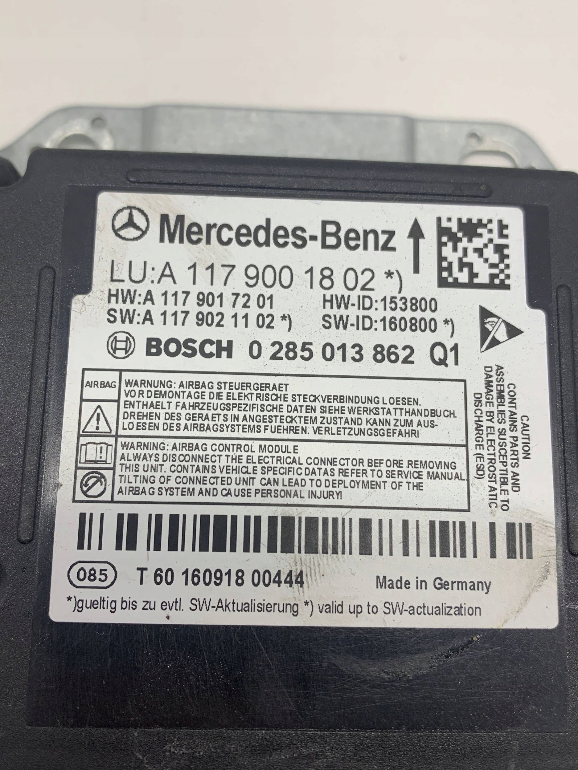 control unit module airbag A1179001802 MERCEDES A-KLASA W176 (2015-2018)