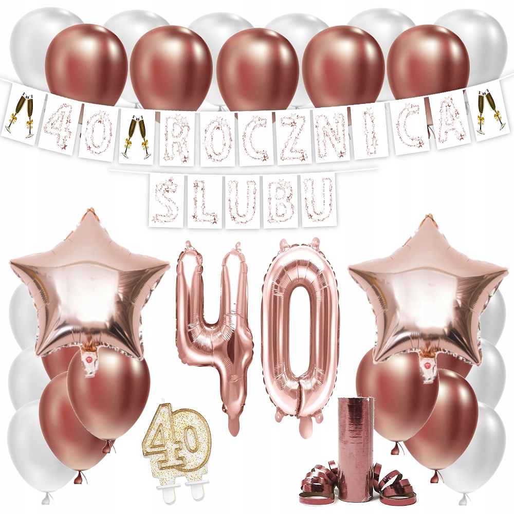 

Zestaw Balony 40 Rocznica Ślubu Rose Gold Girlanda