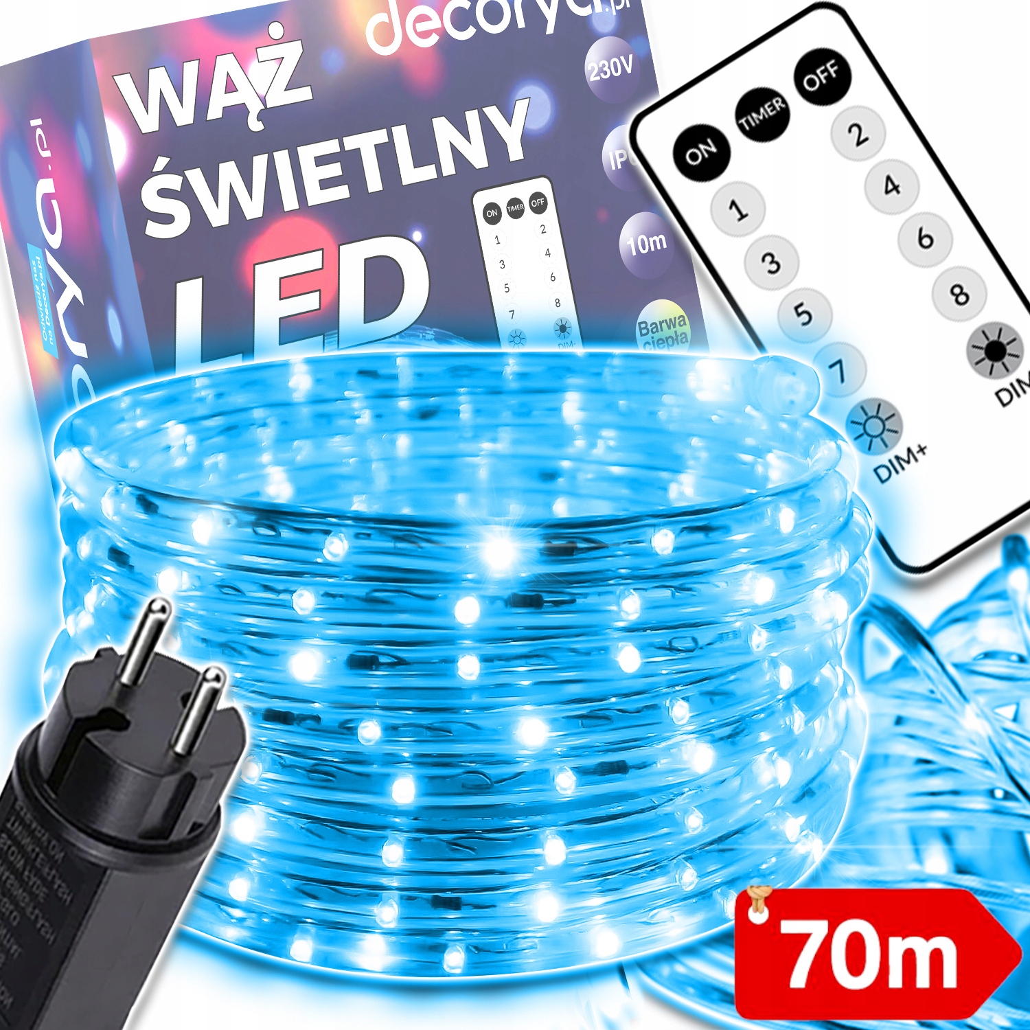 Voděodolná Led Světelná Hadička IP67 70 M Silná Bílá Studená Venkovní Girlanda