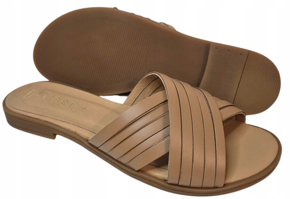 Mariaż&flisella 3423 Nazouváky na proužky Světle hnědá kůže vel. 37