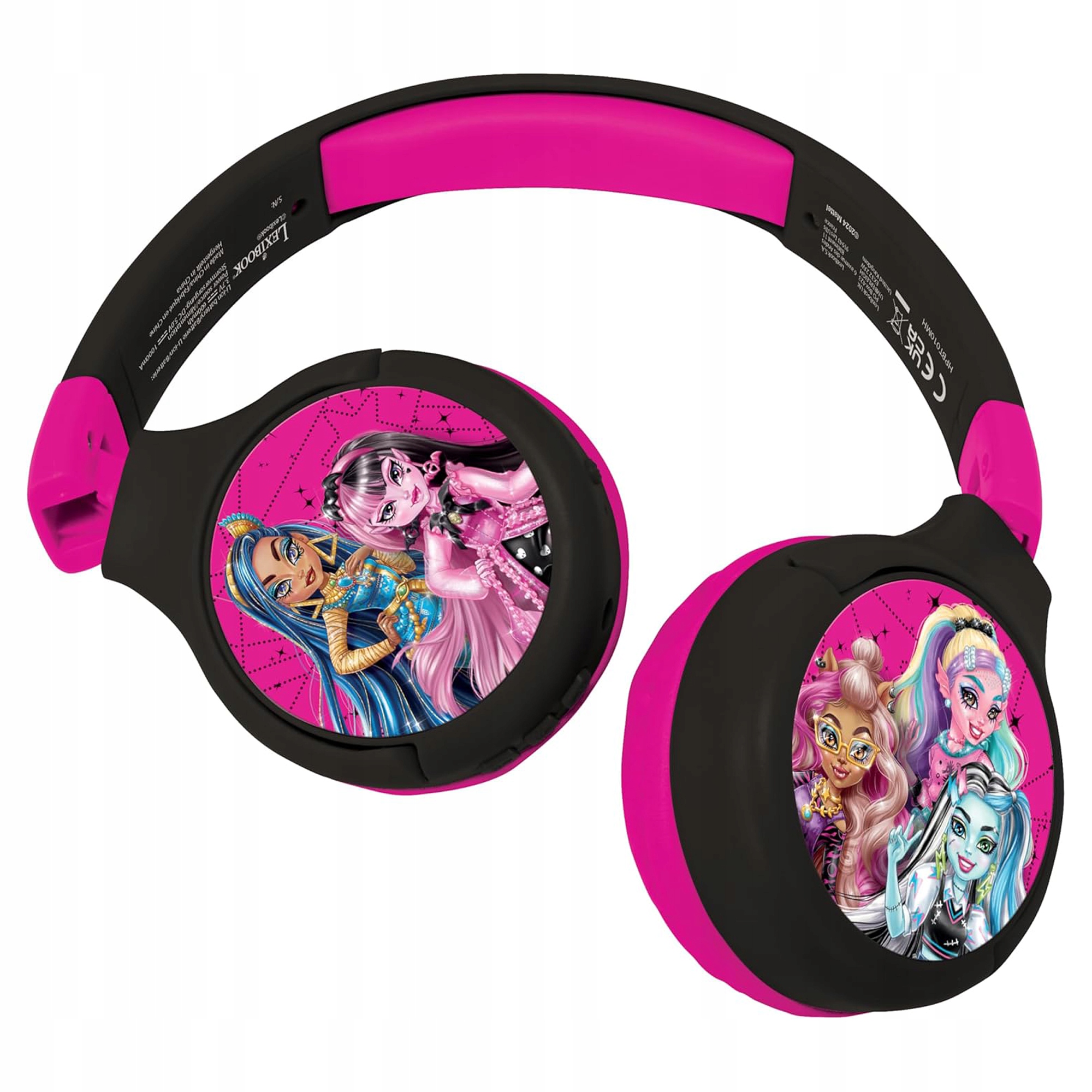 Lexibook 2v1 bluetooth skládací sluchátka Monster High s limitem hlasitosti