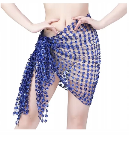Chusta Do Tańca Brzucha Z Cekinami Chabrowa Siateczka Tk- 94