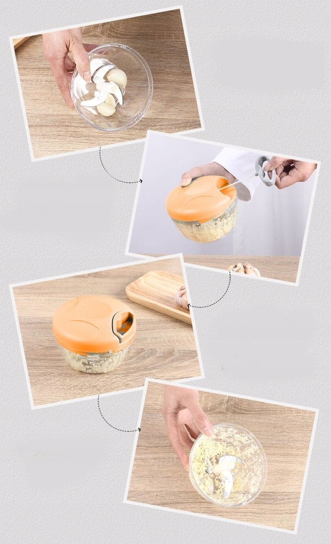 RĘCZNA KRAJALNICA DO WARZYW Z 3 OSTRZAMI Z MECHANIZMEM SZNURKOWYM TADAR TD- Zasilanie ręczne