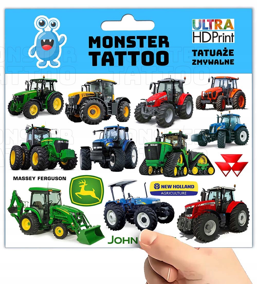 TATUAŻE ZMYWALNE TYMCZASOWE DLA DZIECI DZIECIĘCE TRAKTORY WZORY ORYGINALNE Marka Inna