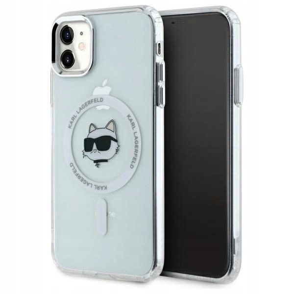 Etui Karl Lagerfeld IML Metal Choupette Head MagSafe na iPhone 11 białe