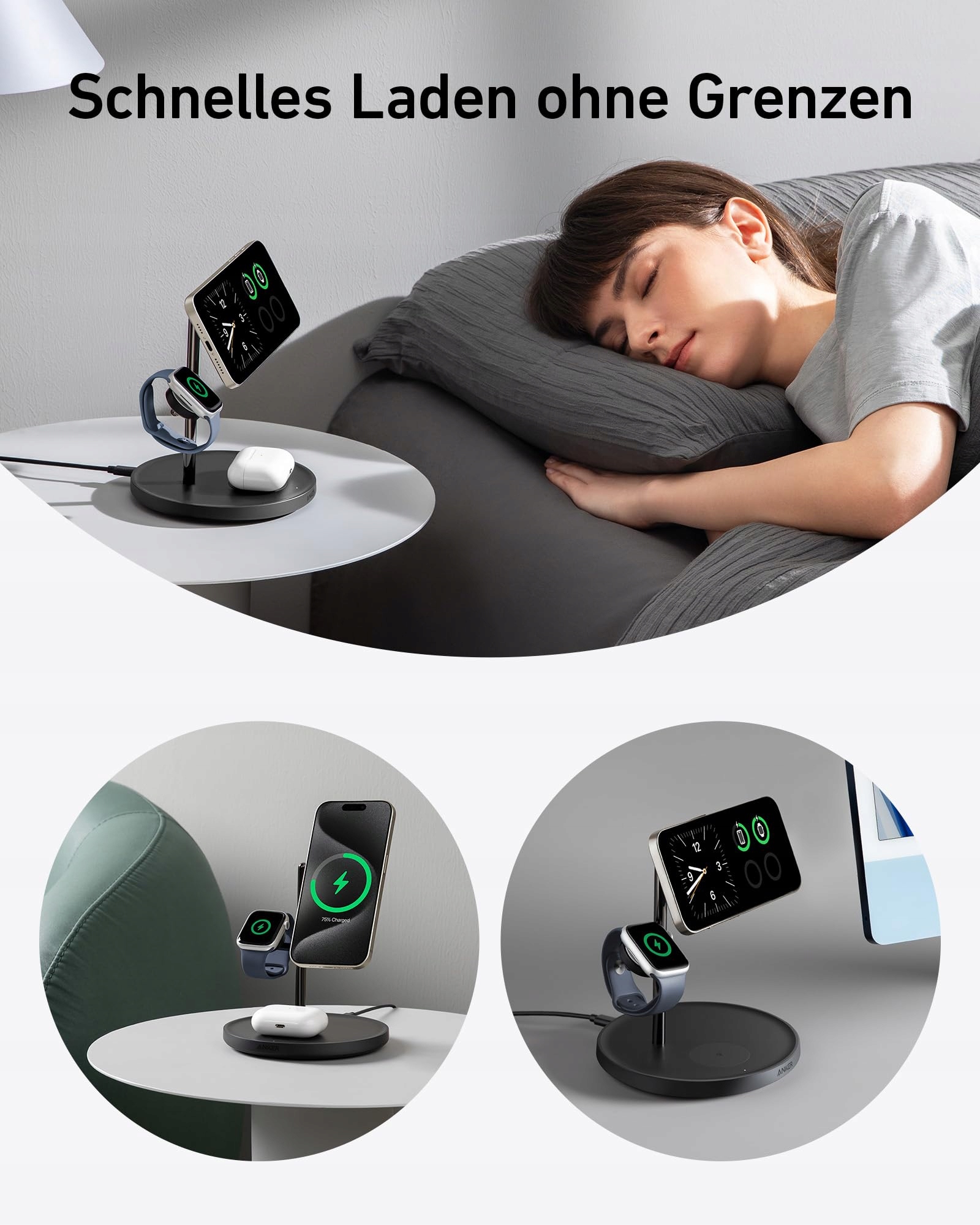 ANKER MagGo 3w1 Stacja Ładowania Bezprzewodowa iPhone AirPods Watch — miniatura 5