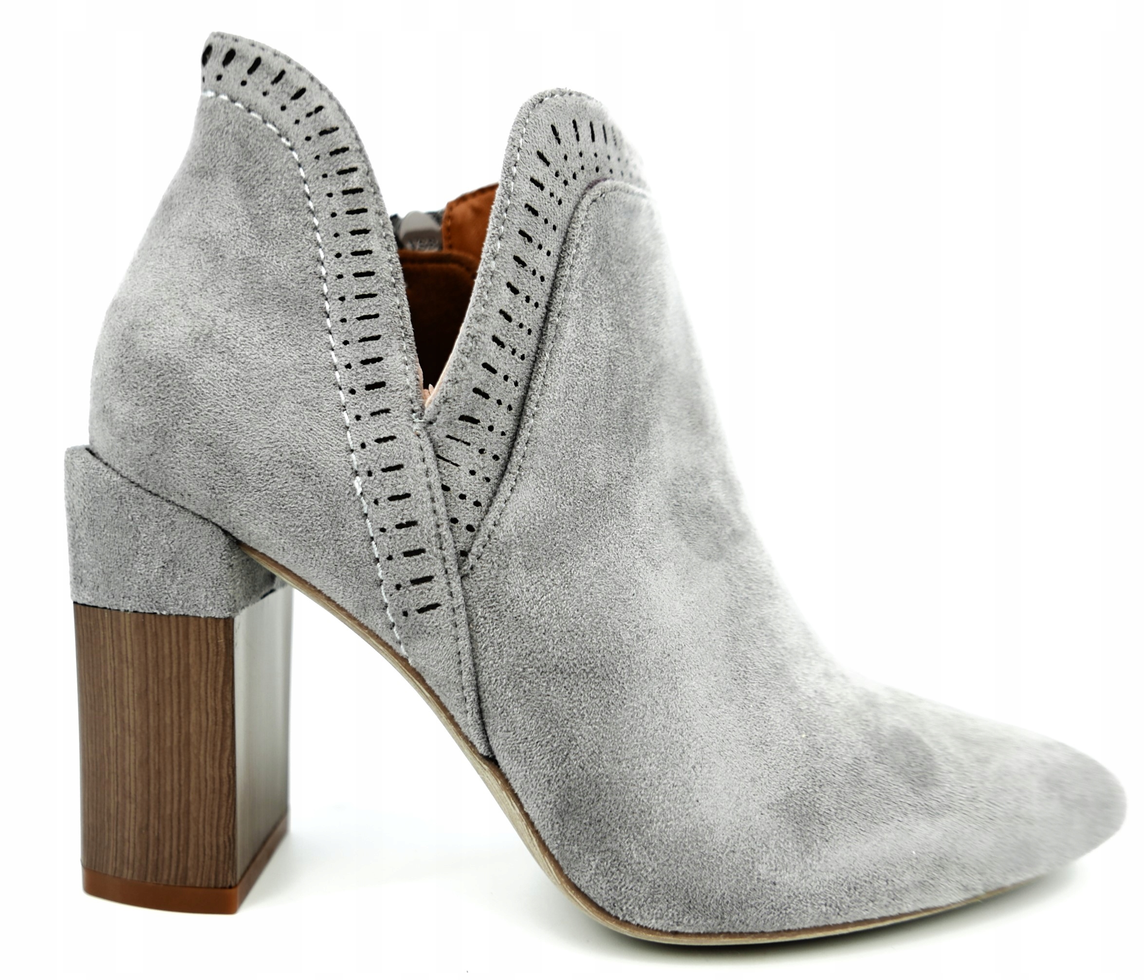 

Bella Paris Botki Na Słupku Szare Szpic R35