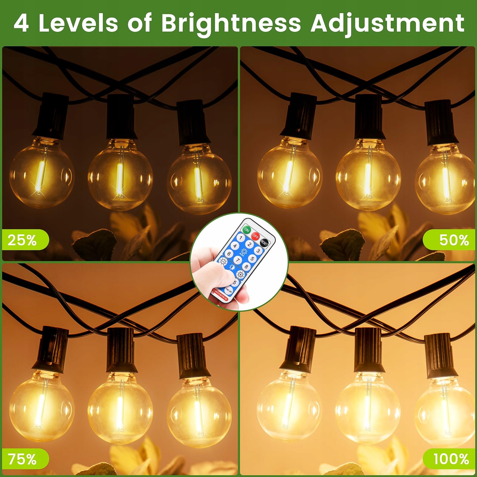LIGHT-BRIGHTLY 30M Solarne Lampki 40 LED Żarówki Retro Wodoodporne — miniatura 4