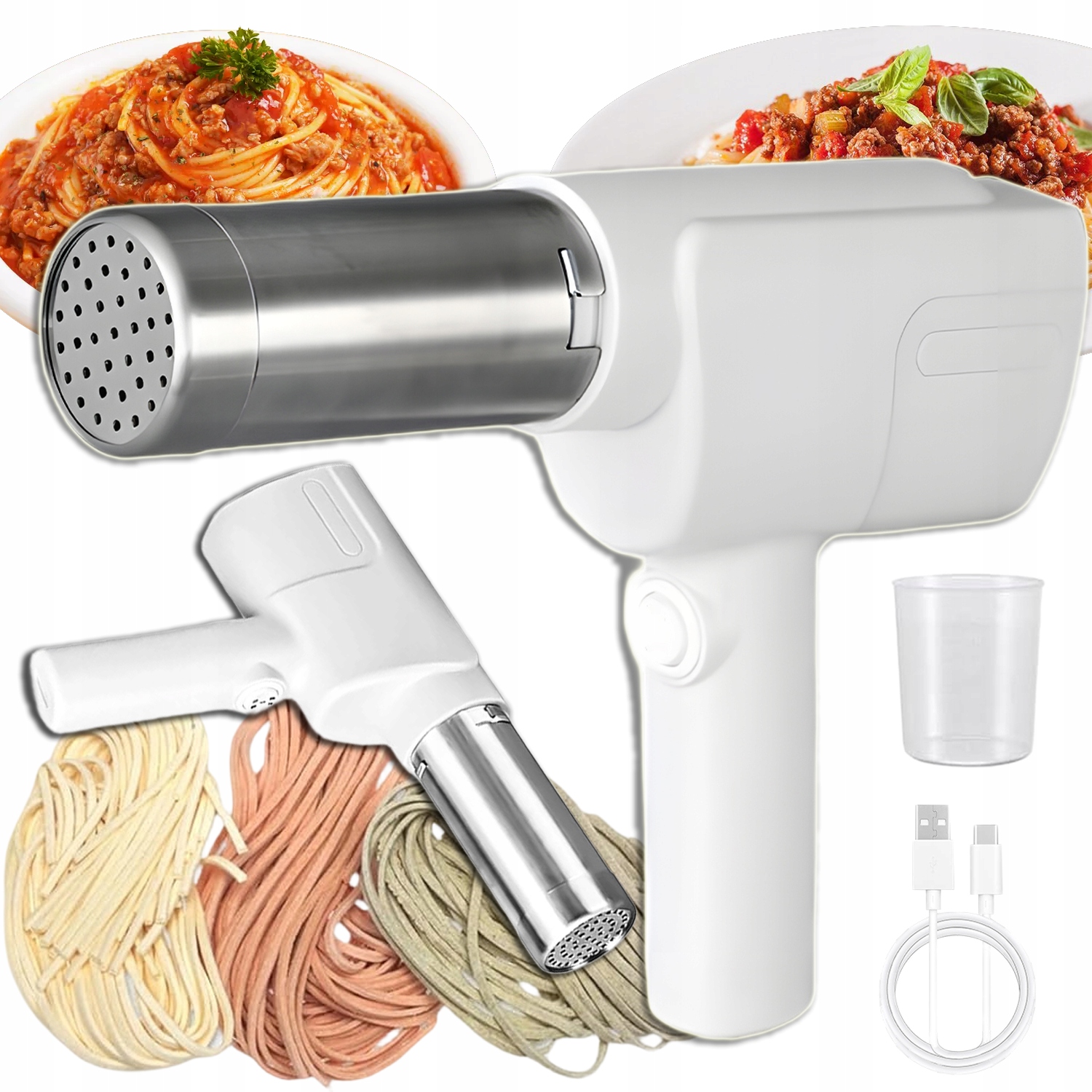 Automatický Strojek Na Těstoviny Na Baterii 5 Forem 2000MAH 65W Bílý 8KS