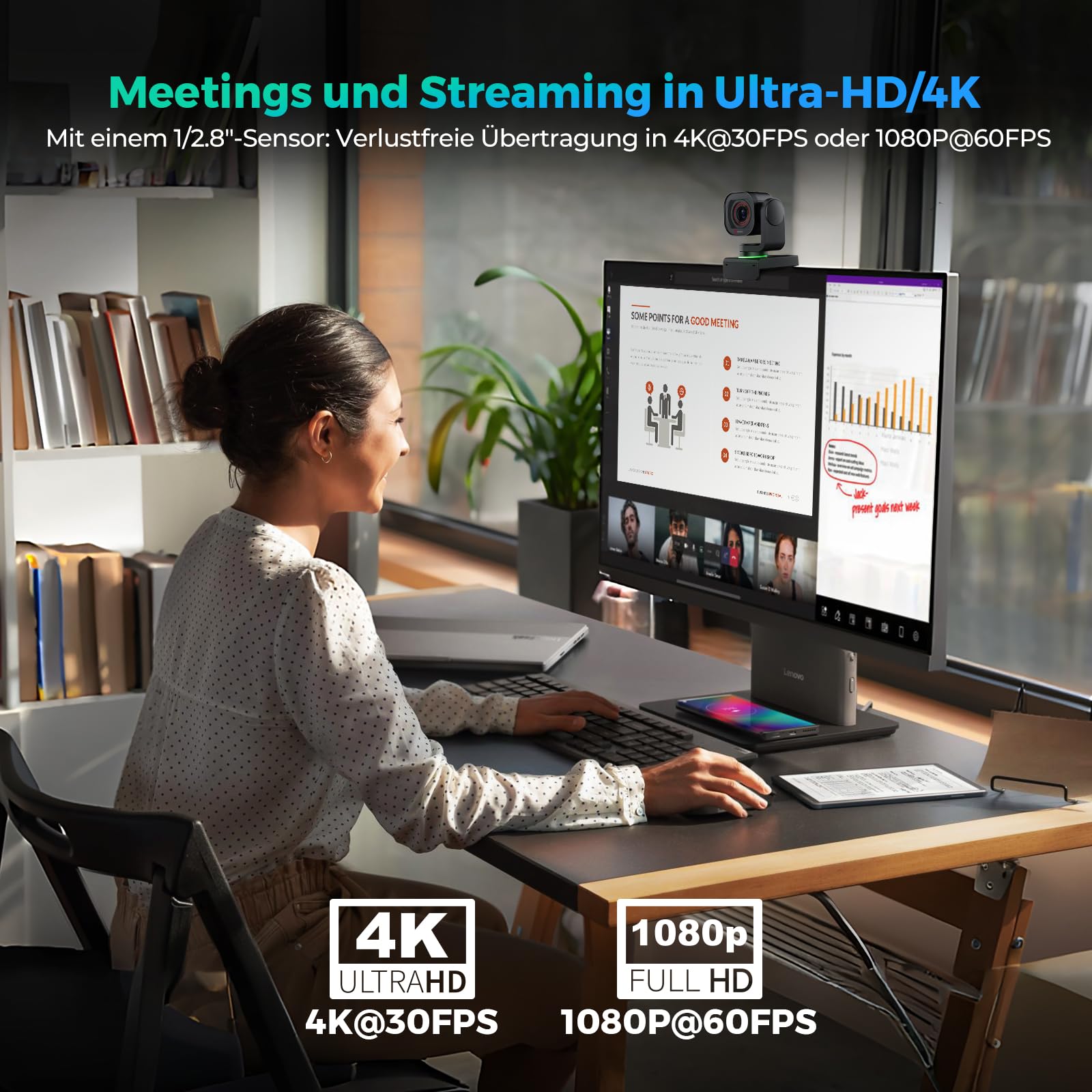 ANGETUBE 4K Kamera z AI, USB 3.0, PTZ, Dual Mikrofony, Autofokus HDR — miniatura 4