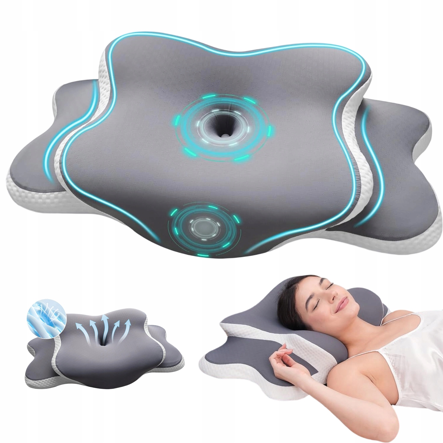 Poduszka Ortopedyczna Do Spania Memory Foam Z Przewiewnym Pokrowcem