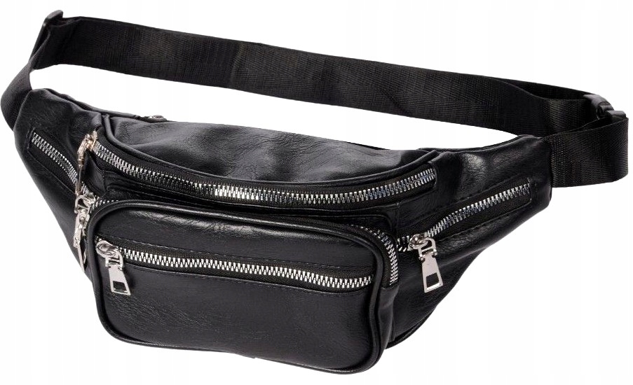 Nerka duża skórzana saszetka biodrówka pas czarna Typ nerka