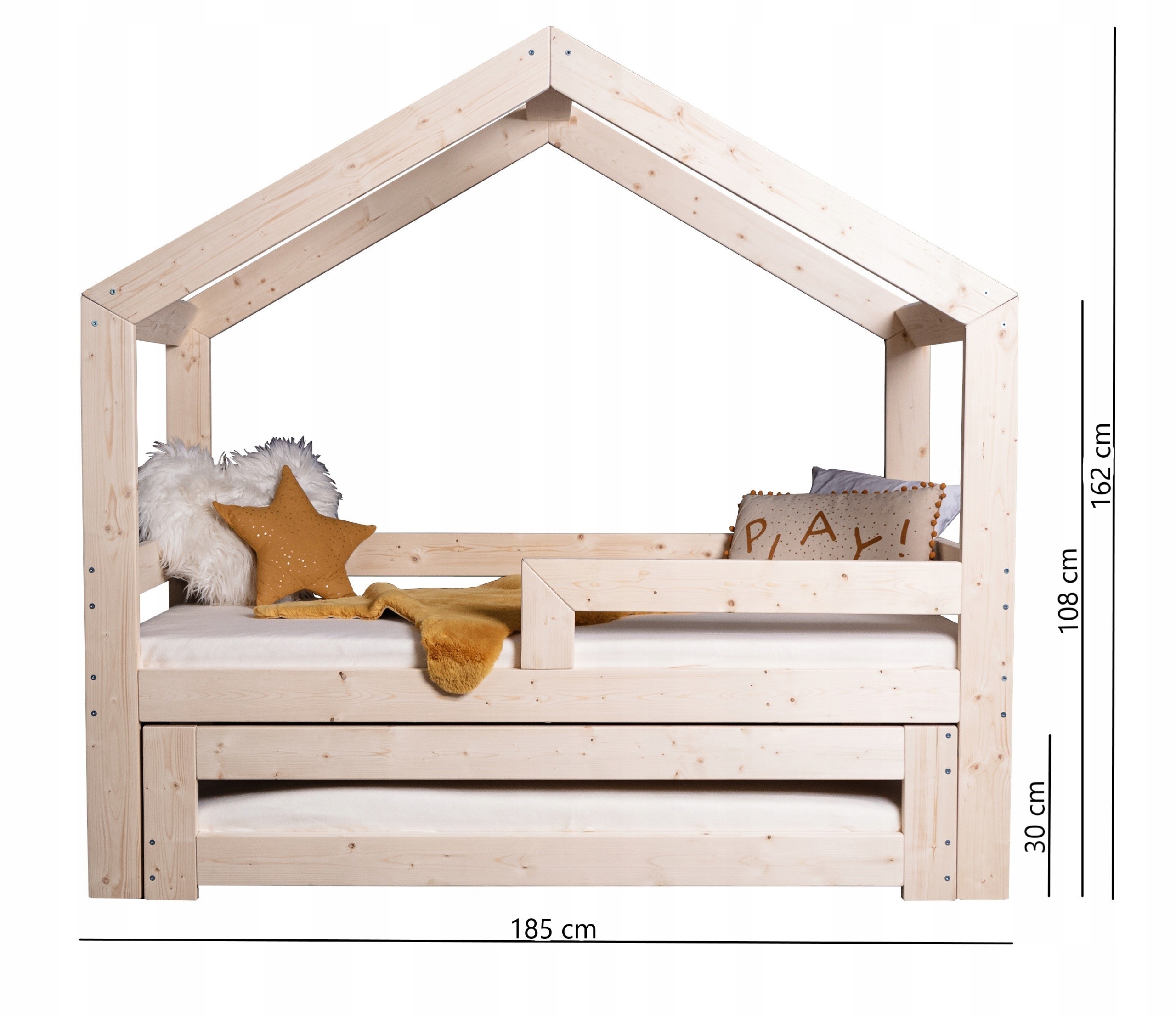 ŁÓŻKO DOMEK PODWÓJNE DZIECIĘCE 180x90 RB+ stelaż Szerokość produktu 90 cm