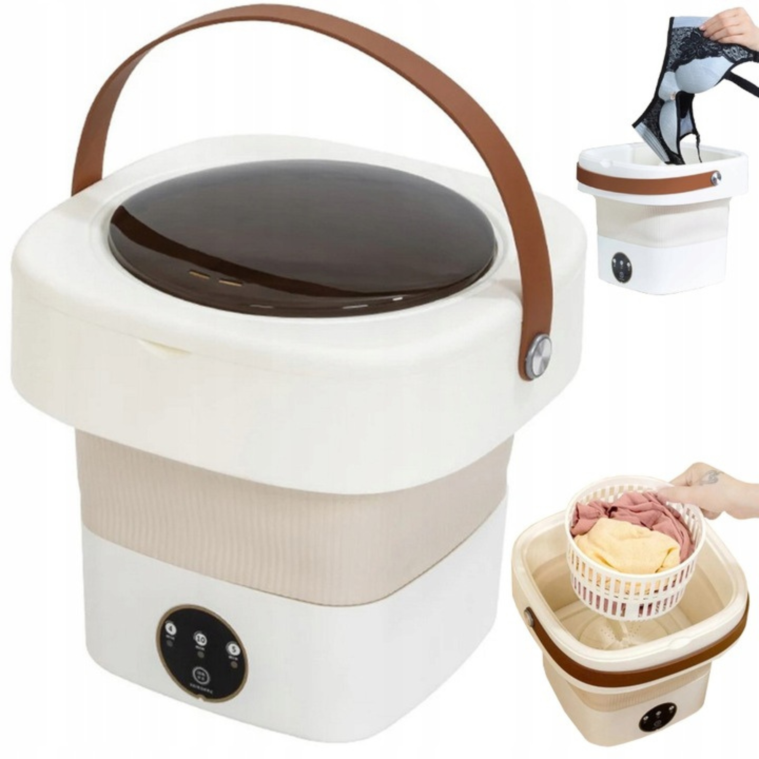 Pralka Turystyczna Przenośna Mini Składana Mała Automatyczna Z Wirowaniem