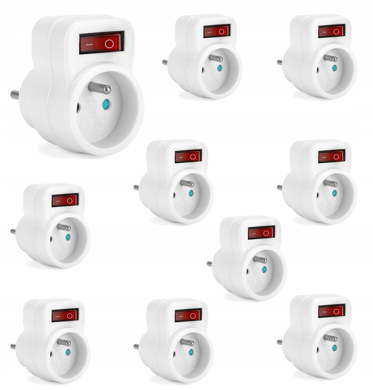 Síťový Rozbočovač Jednoduchý S Vypínačem 3500 W Bílý Sada 10 Kusů