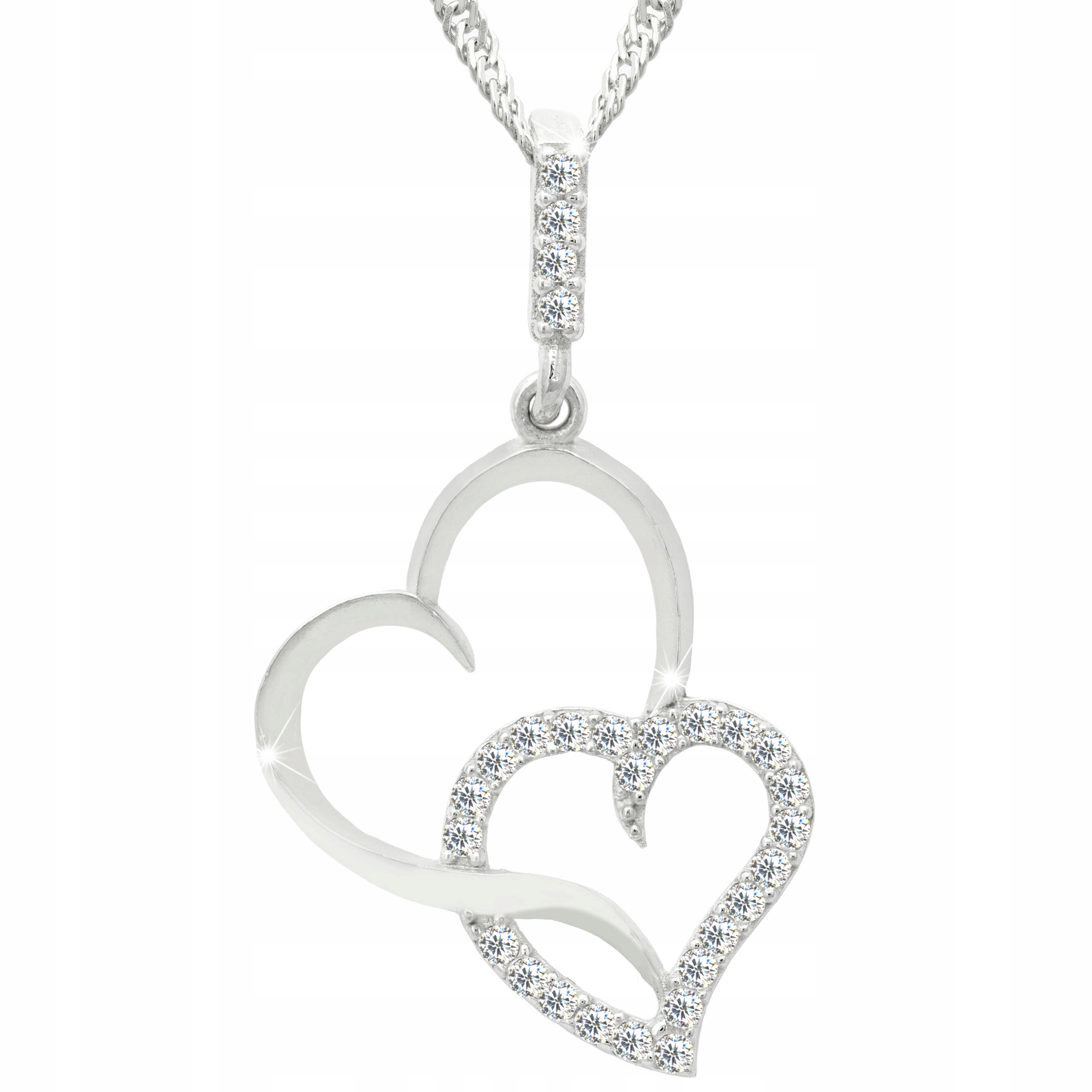 Stříbrný náhrdelník Srdce Láska Miluji Tě Srdíčko Zirkony Stříbro 925