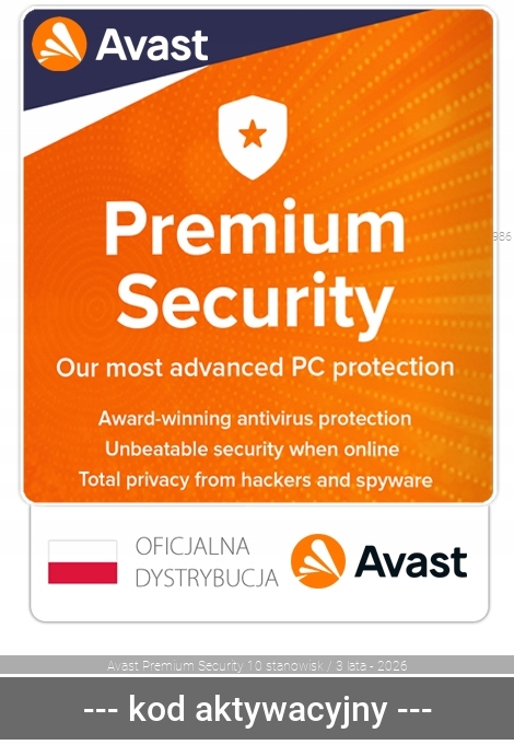Avast Antywirus Avast Premium Security 2026 10 st. / 36 miesięcy ESD