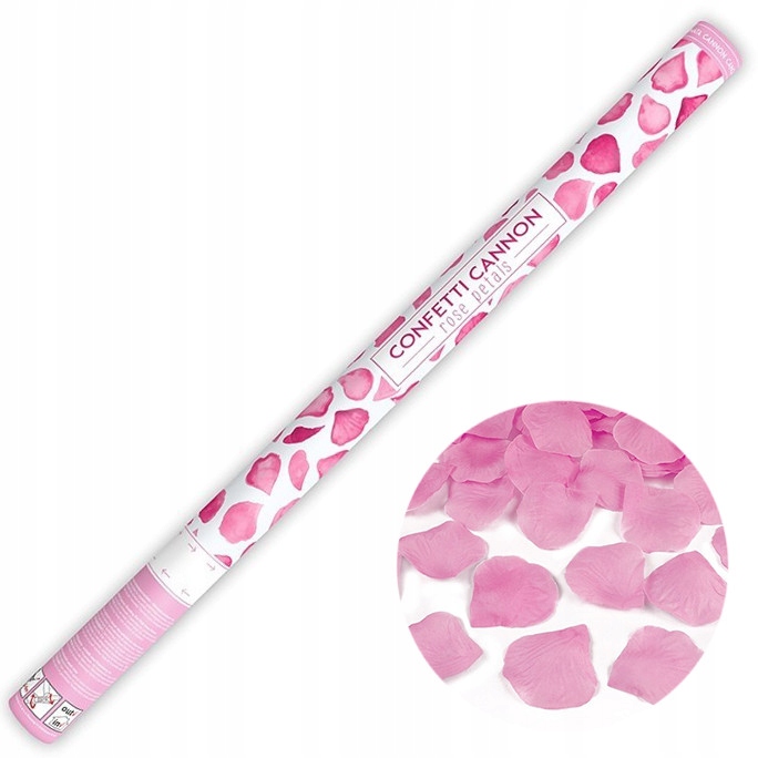Tuba strzelająca konfetti 80cm płatki róż różowe