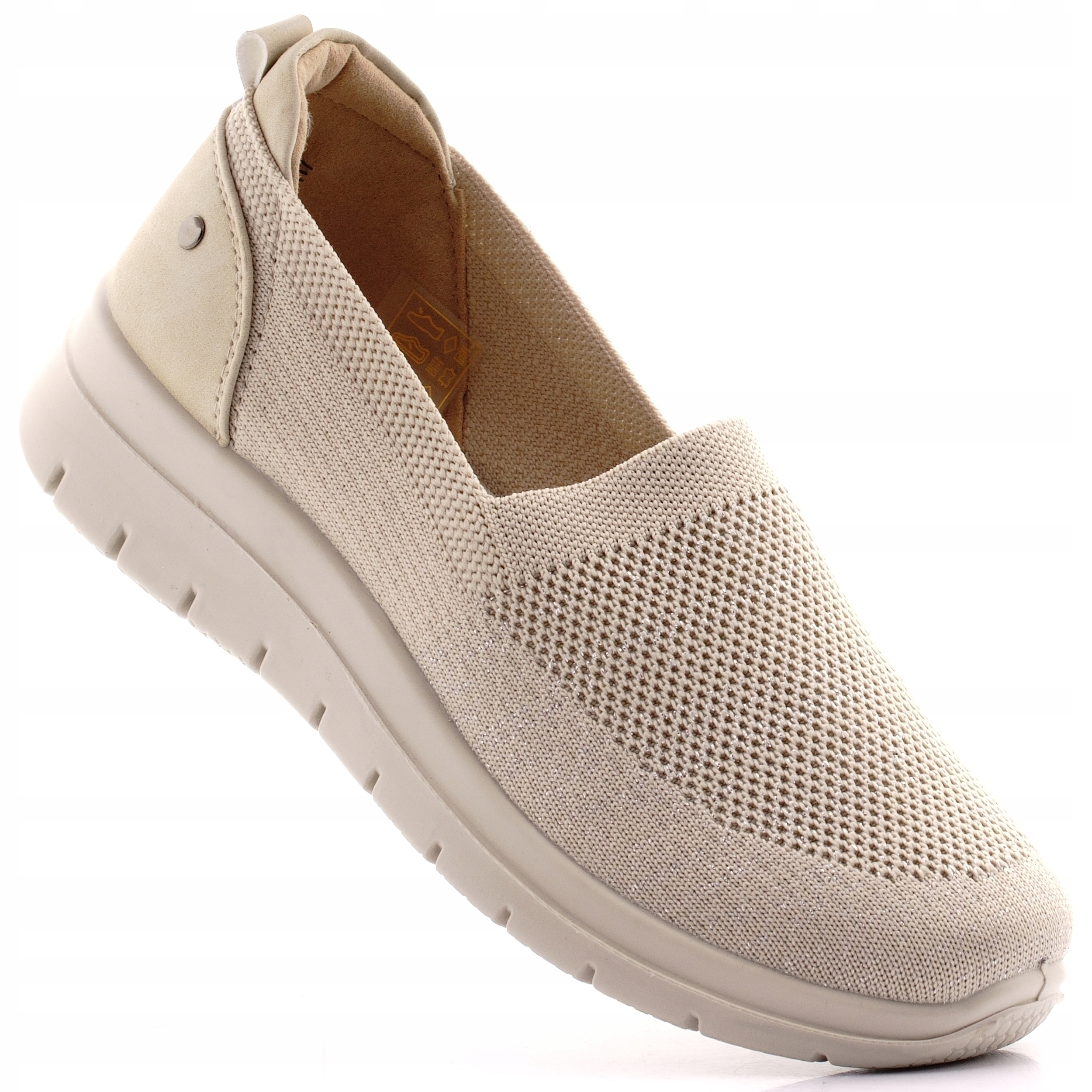 Vinceza Buty Damskie Lekkie Beżowe Półbuty Wsuwane Na Koturnie 87719 37