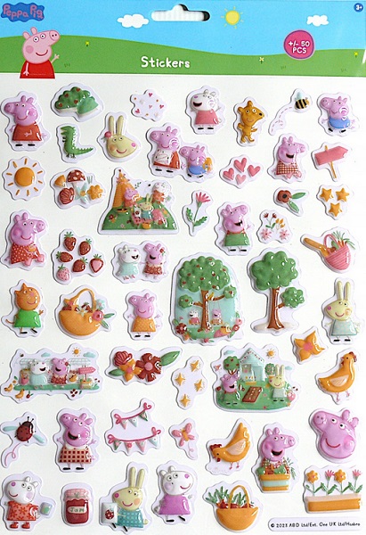 ŚWINKA PEPPA. PEPPA PIG. NAKLEJKI WYPUKŁE. 50 SZT